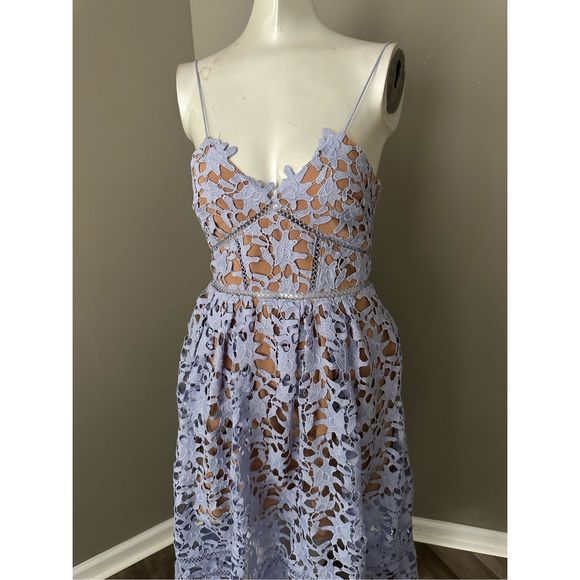SELF-PORTRAIT AZALEA LACE MIDI DRESS - PURPLE - Picture 10 of 11